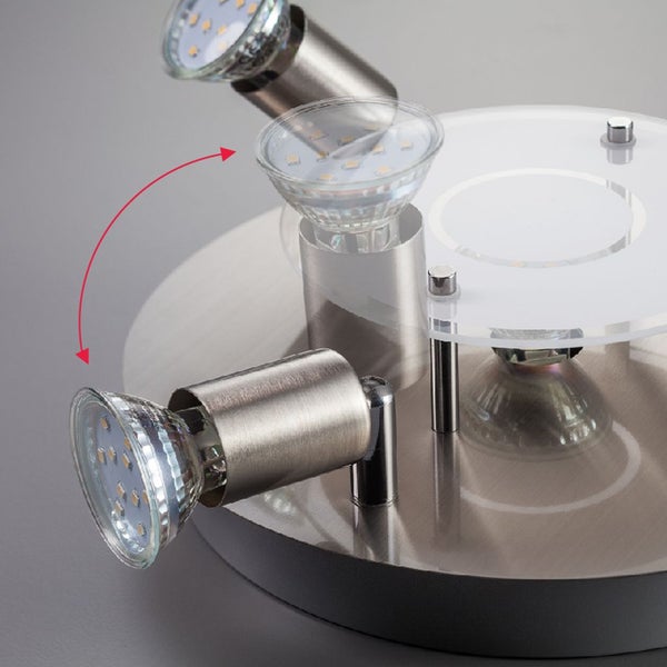 Deckenleuchte Ø25 cm - 12W, 1000lm, LED, schwenkbar, warmweiß, matt-nickel