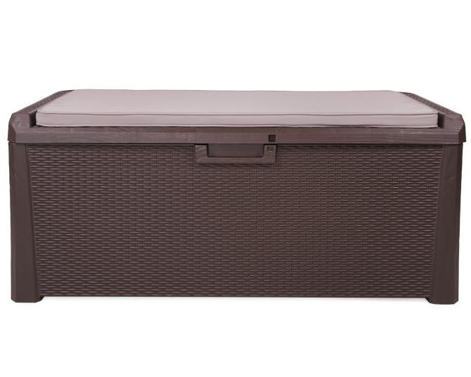 Ondis24 Kissenbox Auflagenbox Santo Plus mit Sitzkissen 560 L braun, Aufbewahrungsbox, Box