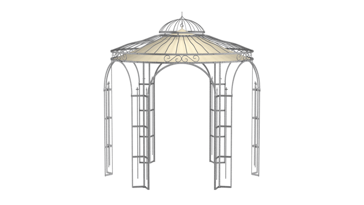 Pavillon ELEO Milano Ø 2,9 m feuerverzinkt | mit Dekorkugel und Sonnensegel ecru