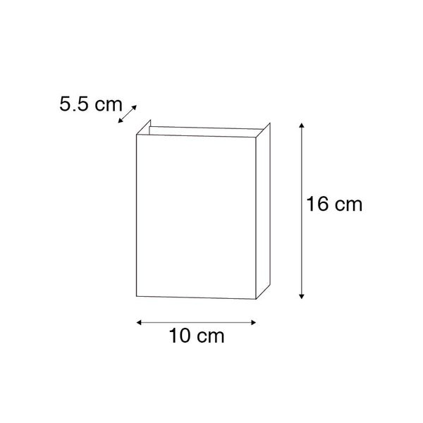 Produktzeichnung mit den Maßen 5,5 cm Breite, 10 cm Länge und 16 cm Höhe.