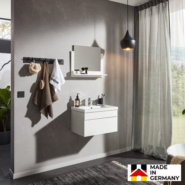 Home Deluxe - Badmöbel-Set - WANGEROOGE weiß - Medium - inkl. Waschbecken und komplettem Zubehör - Breite Waschbecken: ca. 60 cm I Badezimmermöbel Waschtisch Badmöbelset