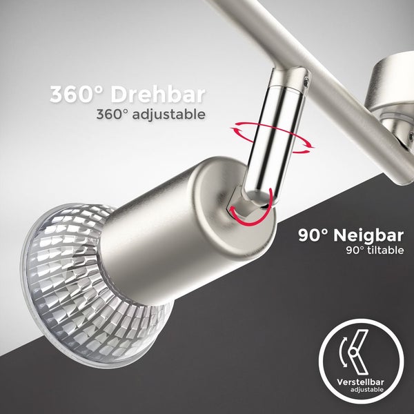 Deckenstrahler - 20W, 1600lm, LED, schwenkbar, GU10, neutralweiß, matt-nickel