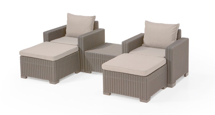 Keter California Chaise Longue Loungeset - 3/4 Personen - Cappuccino