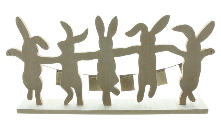 FRANK FLECHTWAREN | Osterdeko Hasentanz, MDF, 36,5 x 4 x 17,5 cm