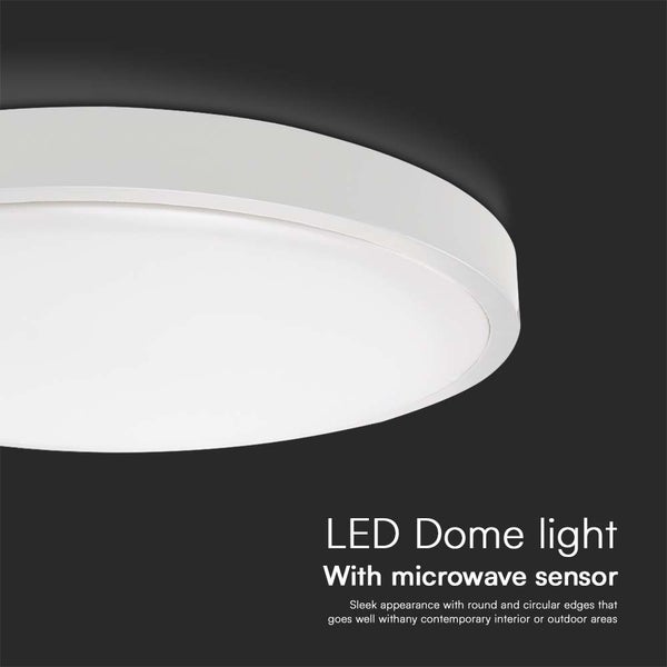 V-TAC VT-8624SRD-S-W - LED-Lichtkuppeln rund - Sensor - Samsung - IP44 - 350mm - Weiß - 24 Watt - 2500