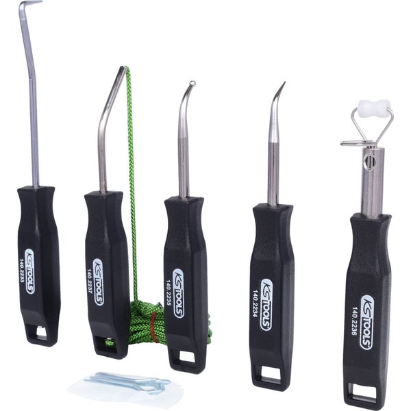 KS Tools Hakensatz mit verschiedenen Hakenformen und Kordel