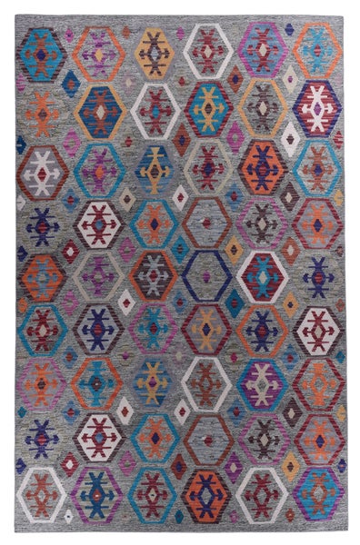Weicher bedruckter Wohnzimmerteppich Cecilia Grau 70x140 cm