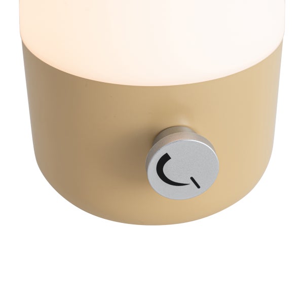 Nahaufnahme eines Lampensockels mit einem runden Drehschalter zum Dimmen.