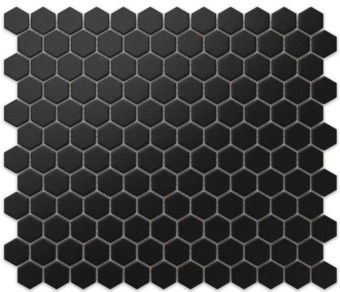 Keramikmosaik auf Netz für Bad oder Küche 30cm x 26cm  - Matt Black Hive
