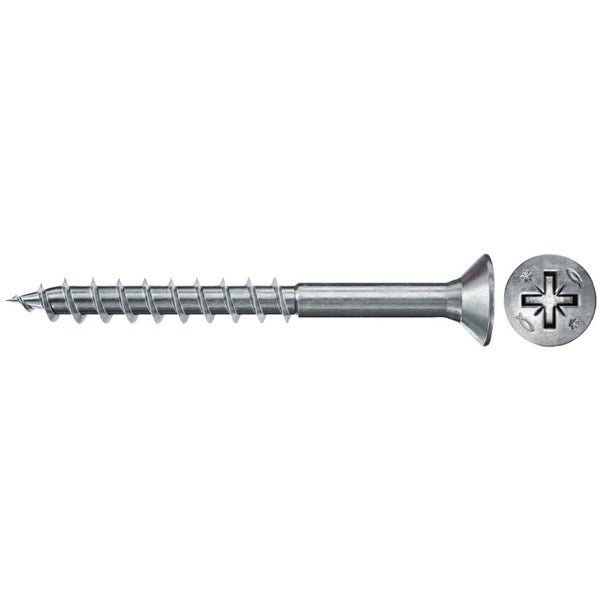 Fischer 100x Power-Fast II FPF II CZP 3 x 35  mm BC Senkkopf mit Kreuzschlitz PZ1 Teilgewinde galvanisch verzinkt blau passiviert - 670044
