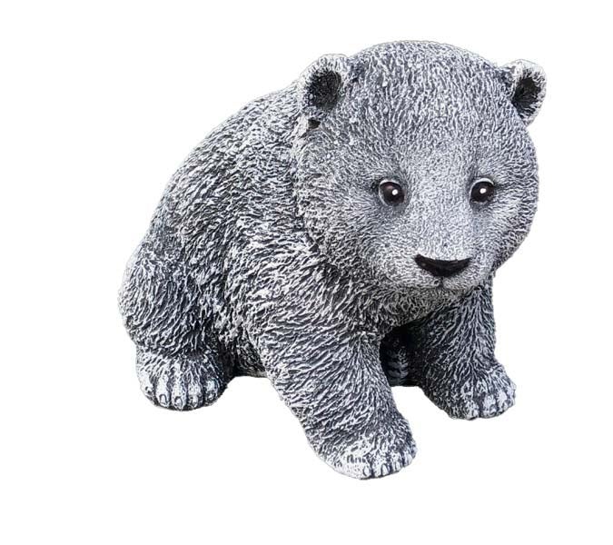 Dekorative Gartenfigur in Form eines sitzenden Eisbärenbabys aus Stein für den Außenbereich