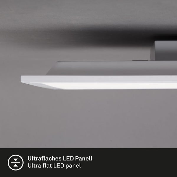Ultraflaches LED Panel in der Seitenansicht an der Decke montiert.
