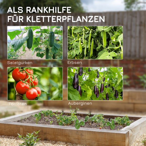 Outsunny Rankgitter aus Metall zum Stecken rostfrei Rankhilfe für Kletterpflanzen Gurken Spalier 180x100x180cm Rosenbogen Garten Spalier für Tomaten, Gemüse Blumen Kletterpflanzen Grün