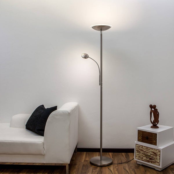 Lindby LED Stehlampe, Deckenfluter dimmbar verstellbarer Lesearm Standleuchte Metall Standlampe Wohnzimmerlampe Leselampe