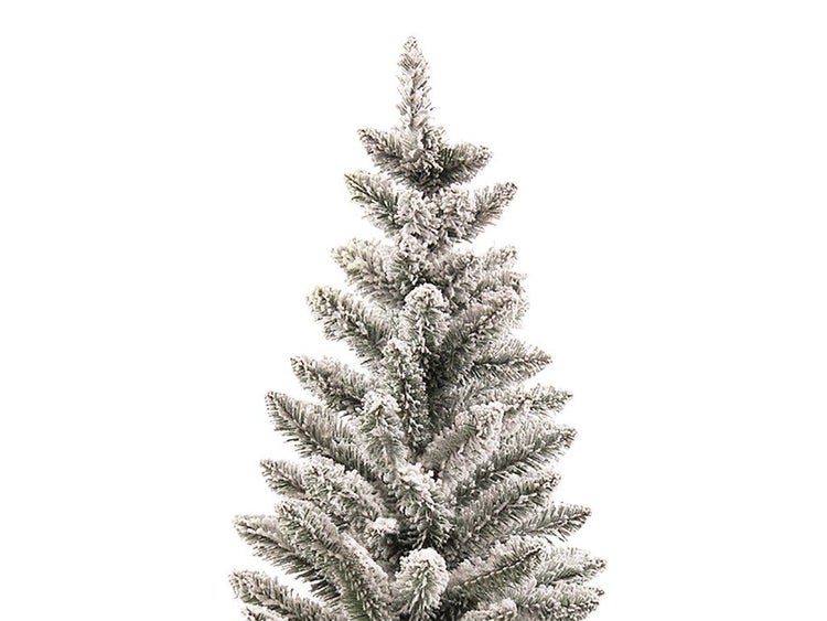 Künstlicher Weihnachtsbaum mit künstlicher Schneeoptik an den Zweigen für eine winterliche Dekoration.