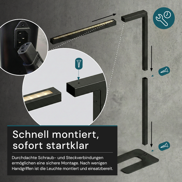 Abbildung zeigt die Montage einer Leuchte mit Schraubverbindungen