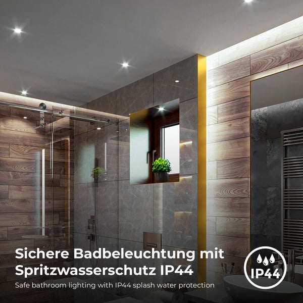 Einbaustrahler 68mm 6er Set - 230V, 4W, 346lm, LED, IP44, neutralweiß, weiß