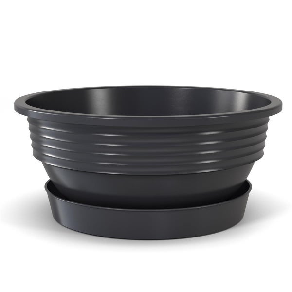 Plastard Pflanzschale Ø 40 x 14 cm mit Untersetzer – wetterfest, frostbeständig, ideal für Garten, Balkon & Küche