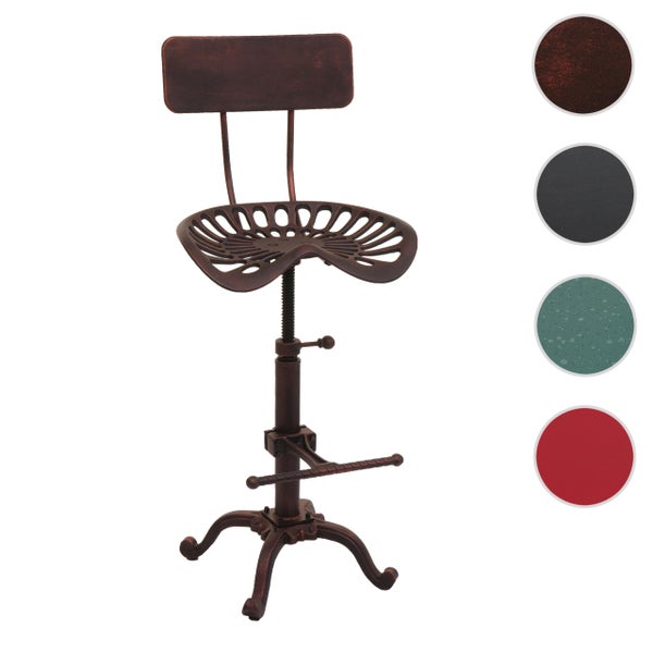 Barhocker mit Rückenlehne im Industriedesign und verstellbarer Höhe