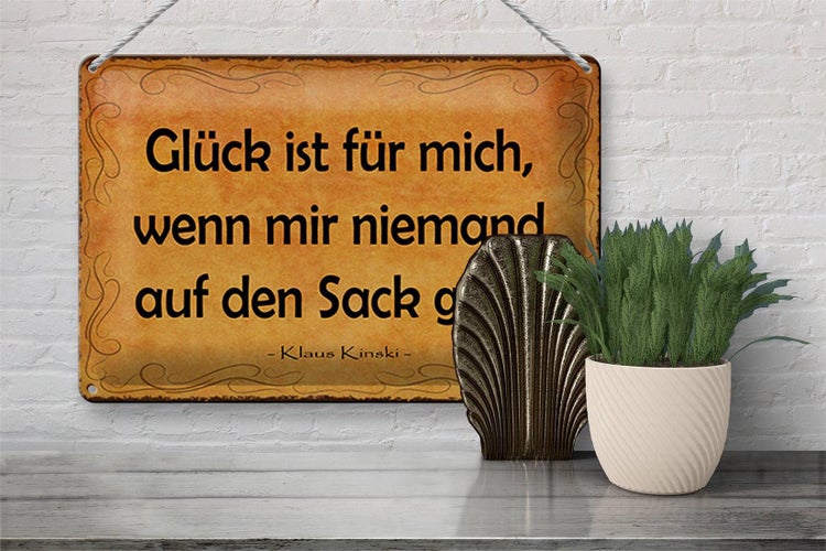 Blechschild Spruch 30x20cm Glück wenn niemand auf den Sack