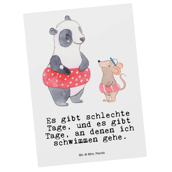 Mr. & Mrs. Panda Postkarte Otter Schwimmen - Weiß