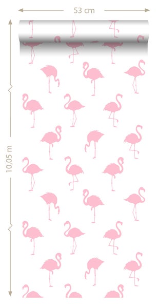 Tapetenrolle mit Flamingo-Muster, 53 cm breit und 10,05 m lang