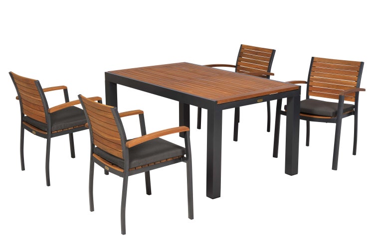 Gartentischset mit Tisch und vier Stühlen für den Außenbereich