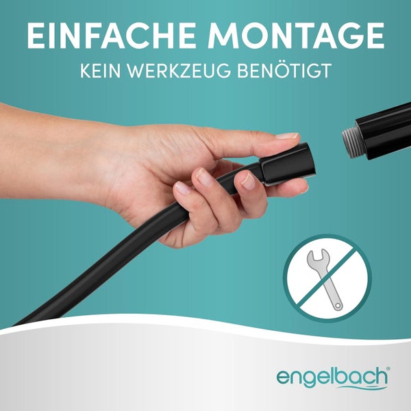ENGELBACH Brauseschlauch  1,25m x ½” - Kunststoff - Doppelter Verdrehschutz- Schwarz
