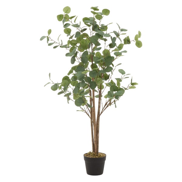 ML-Design Künstliche Eukalyptus 120 cm, Künstliche Pflanzen groß, Kunstpflanze mit Naturholzstamm, Fake Plastikpflanzen im Topf, Deko für Drinnen und Draußen, Kunstbaum wie echt für Wohnzimmer Büro