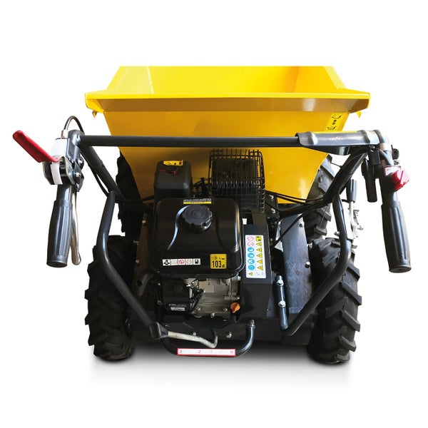 Motorisierte Schubkarre mit gelbem Muldenkipper