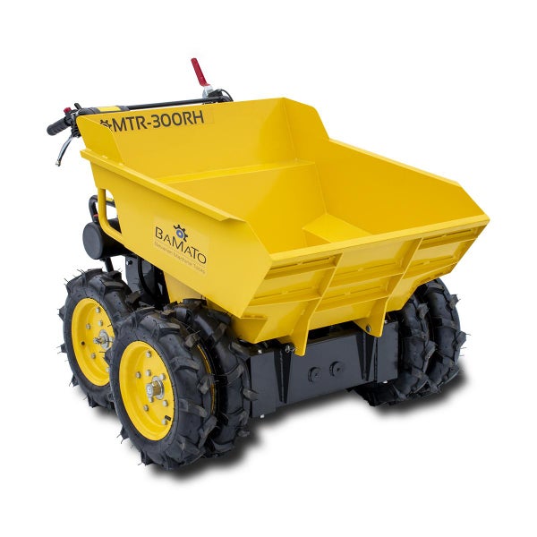 Gelbe BMT MTR-300RH Akku-Motor-Schubkarre für den Transport von Materialien.