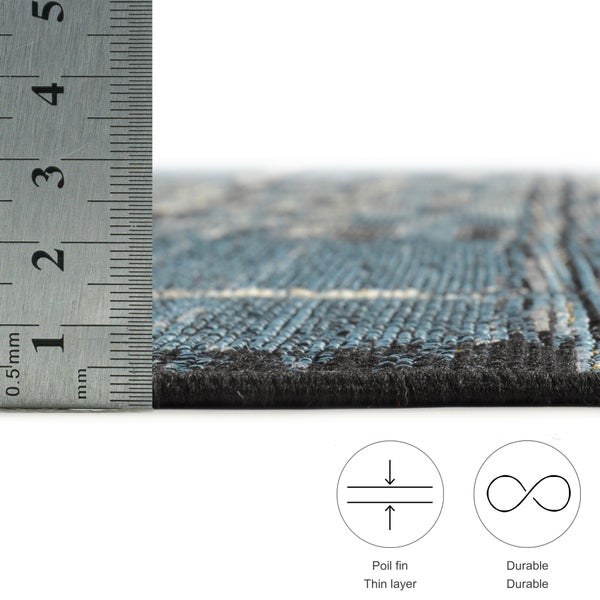 Gewebter Outdoorteppich mit abstrakten Muster Auora Blau 60x100 cm