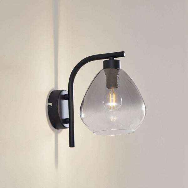Lindby Wandleuchte, Wandlampe Innen Pendura (Modern) in Alu aus Glas (1 flammig E14) - Wandstrahler Wandbeleuchtung Schlafzimmer / Wohnzimmer Wohnzimmerleuchte