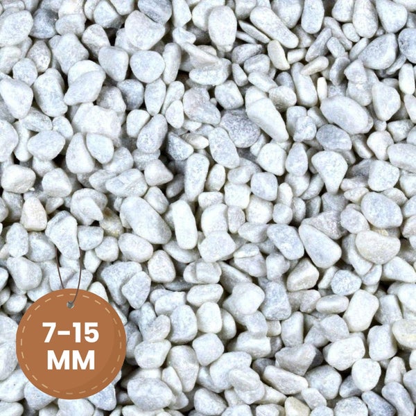 Dekorative weiße Zierkiesel, Größe 7 bis 15 Millimeter