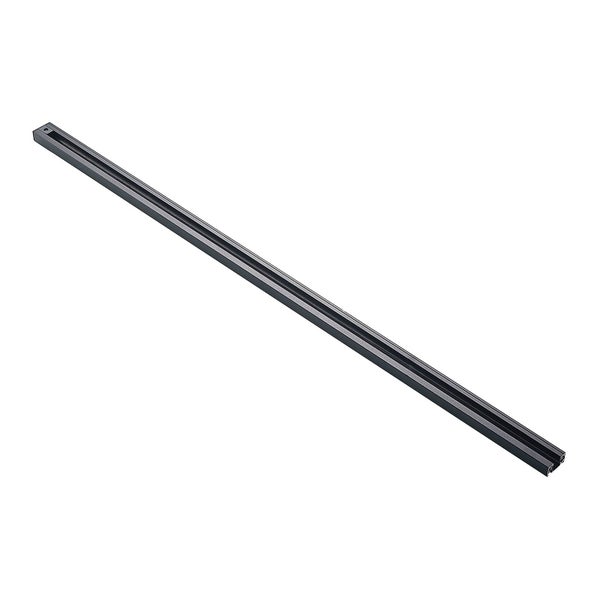 Schwarze Stromschiene für Schienensysteme aus Metall.