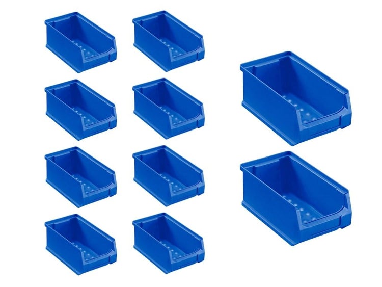 PROREGAL SparSet 10x Blaue Sichtlagerbox 2.0 HxBxT 7,5 x 10 x 17,5 cm 0,8 Liter Sichtlagerbehälter