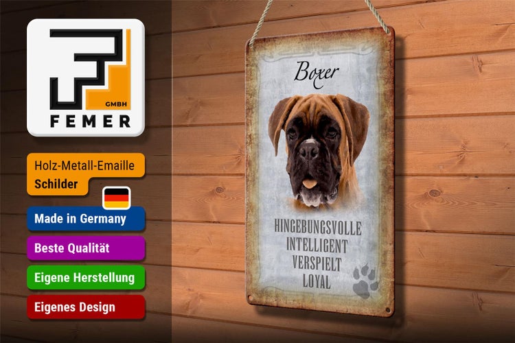 Blechschild Spruch 20x30cm Boxer Hund intelligent Schild