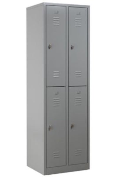 PROREGAL Garderobenspind Camel 4-Fächer HxBxT 195 x 60 x 50 cm Vorhängeschloss Grau