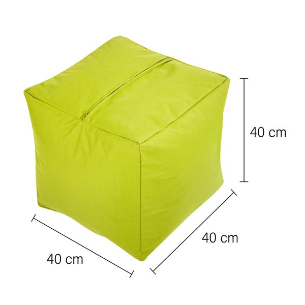 Green Bean Sitzsack-Hocker 40x40x40cm mit EPS-Perlen Füllung - Fußhocker Fußkissen Sitz-Pouf für Sitzsäcke - Bodenkissen für Kinder und Erwachsene - Fußablage Sitzkissen Sitzhocker Hellgrün