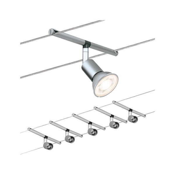 Seilsystem Spice SaltLED Basisset GU5,3 max. 5x10W dimmbar 230/12V Chrom matt