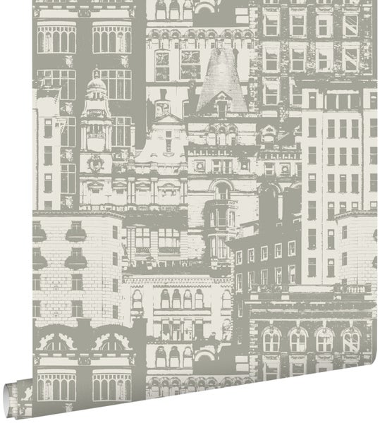 ESTAhome Tapete Gebäude Taupe - 53 cm x 10.05 m - 138224