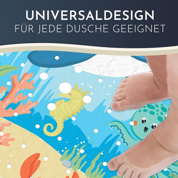 Homerella® Duschmatte rutschfest Kinder - 100% BPA frei Inkl. 2 Haken zum Aufhängen 53x53cm - Antirutschmatte Dusche Baby hautintensiv & schimmelresistent - Duscheinlage maschinenwaschbar