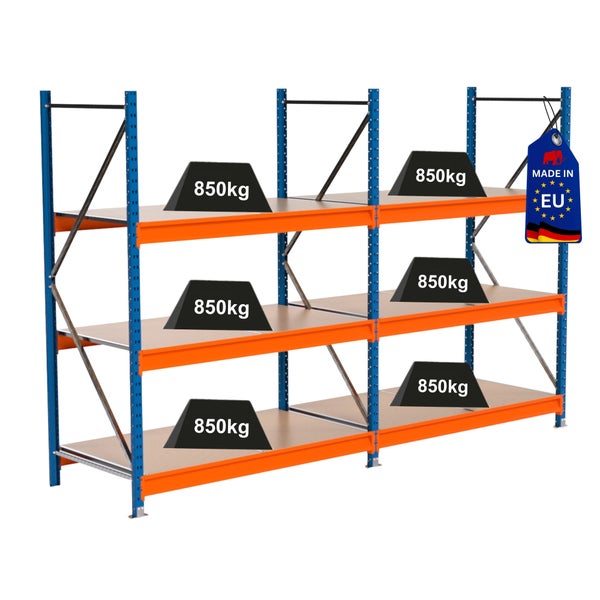 Schwerlastregal mit einer Traglast von 850 Kilogramm pro Ebene