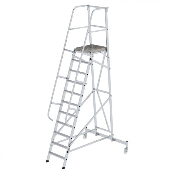 Rollbare Arbeitsbühne aus Aluminium mit Geländer und Stufen