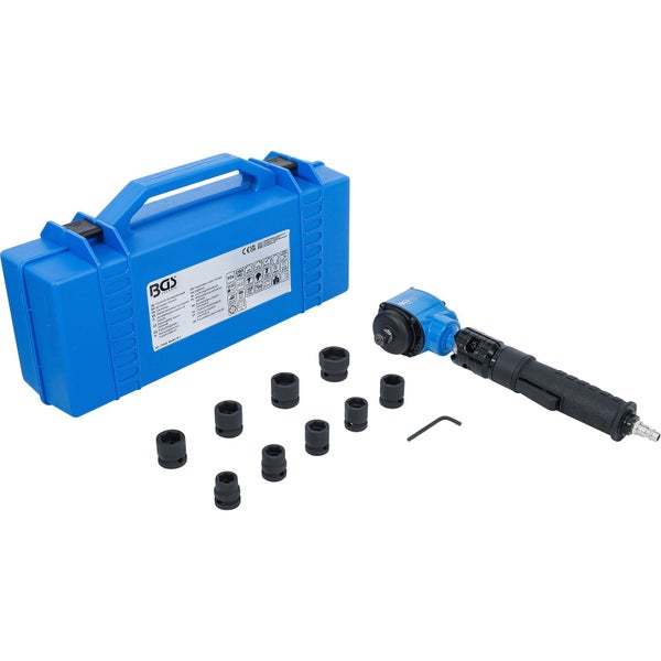 BGS Druckluft-Schlagschrauber abgewinkelt & Kraft-Steckschlüssel-Satz 12,5 mm (1/2) 650 Nm 10tlg. - 74348