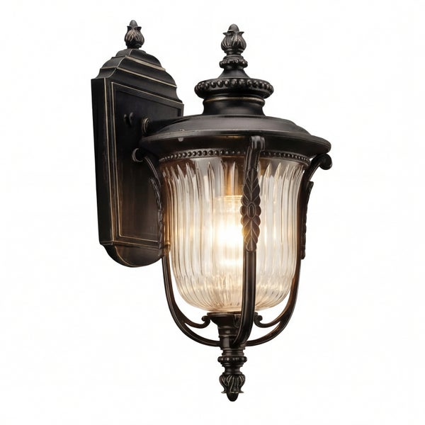 Wandleuchte für den Außenbereich mit klarem Glas und dekorativen Elementen