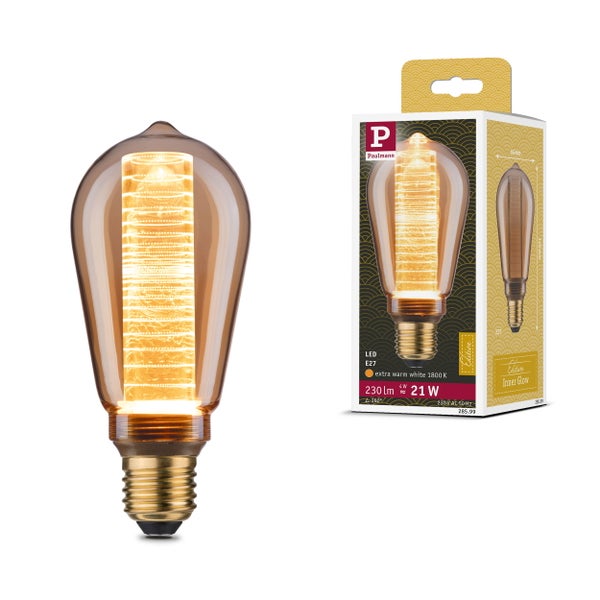 Inner Glow Edition LED Kolben Innenkolben Ringmuster E27 230V 230lm 4W 1800K Gold