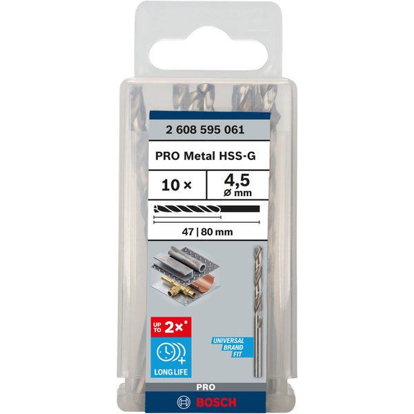 Bosch PRO Metal HSS-G Spiralbohrer 4,5 x 47 x 80 mm - 2608595061