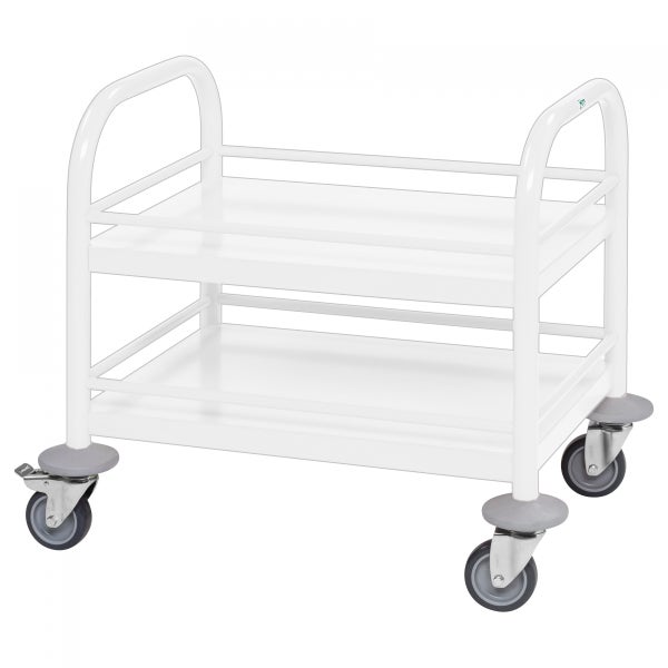 Servierwagen mit zwei Ablageflächen und Rollen