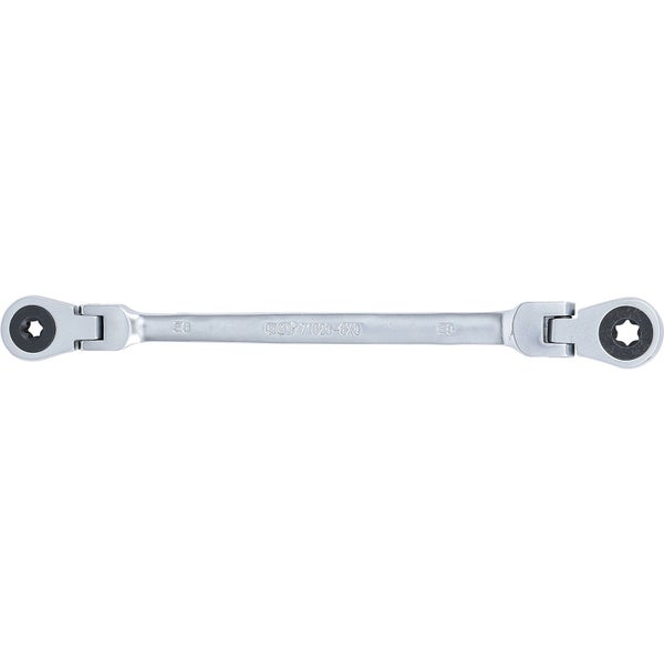 BGS Doppel-Ratschen-Ringschlüssel abwinkelbar mit E-Profil Ringköpfen SW E6 x E8 - 71028-6X8